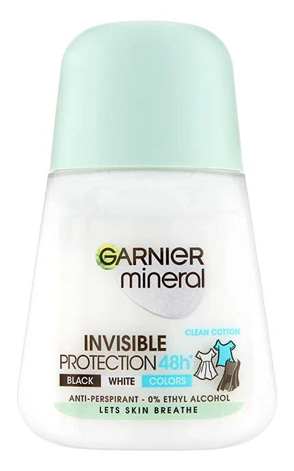 Garnier Mineral Invisible Protection 48h Antyperspirant w kulce Czarny Biały Kolor 0% Alkoholu Etylowego Czysta Bawełna Zapach 50ml