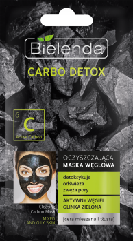 Bielenda Carbo Detox Oczyszczająca maska ​​węglowa do twarzy do cery mieszanej i tłustej 8g 