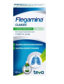 Flegamina Syrop Klasyczny Bez Cukru o Smaku Miętowym 120ml