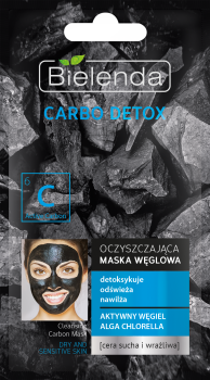 Bielenda Carbo Detox Oczyszczająca maska ​​węglowa do twarzy do skóry suchej i wrażliwej 8g