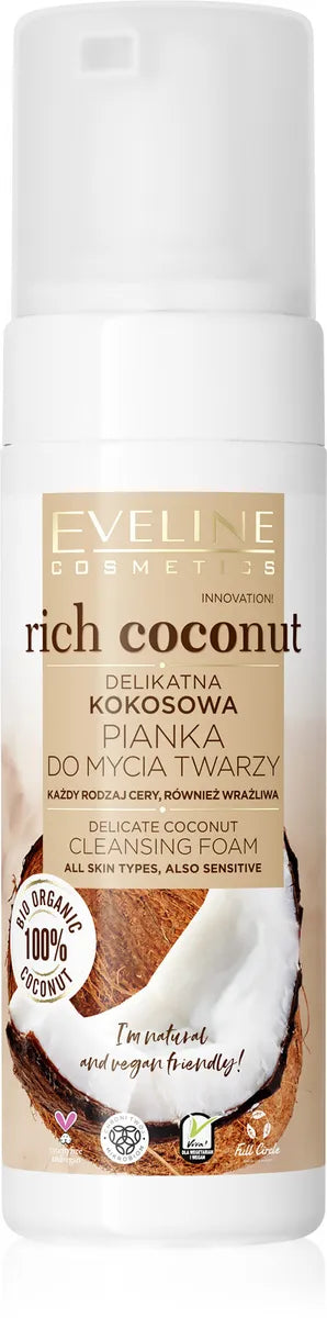 Eveline Rich Coconut Delikatna Kokosowa Pianka Oczyszczająca Każdy Rodzaj Skóry Również Wrażliwa 150ml 