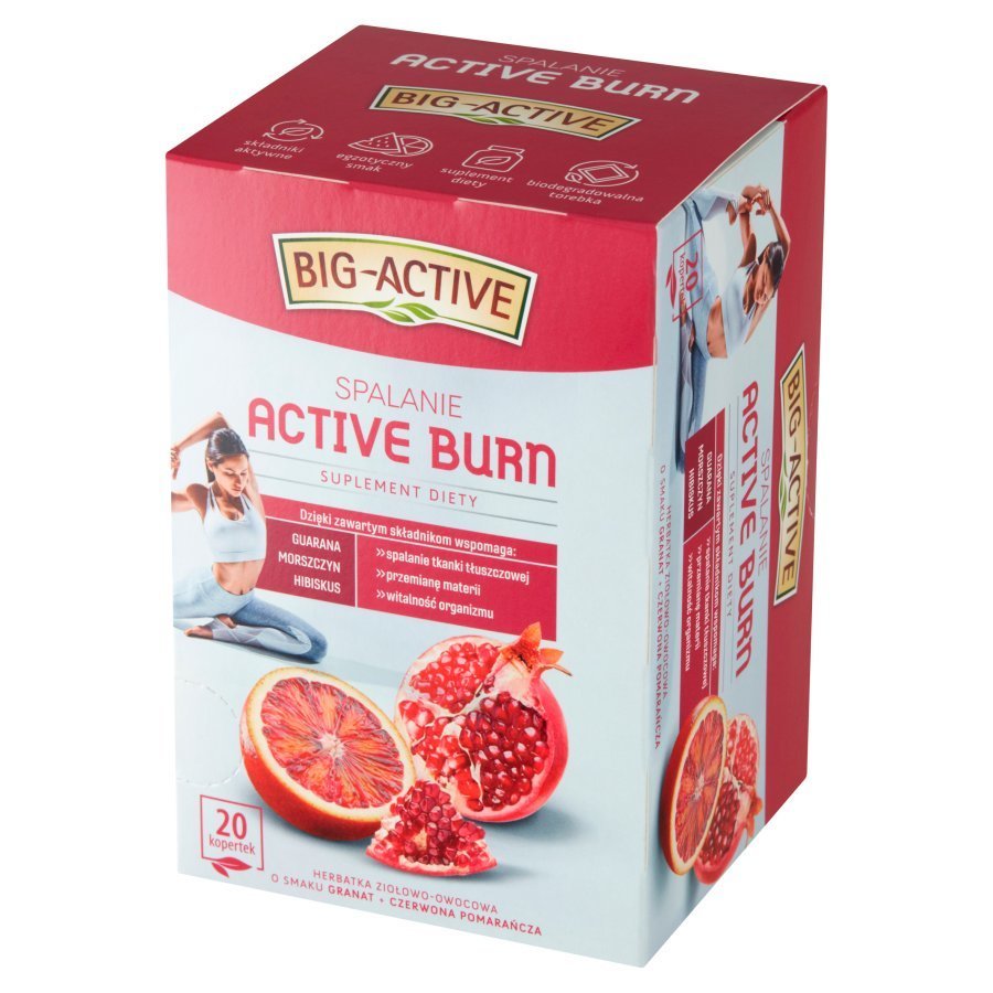 Big-Active Active Burn Spalanie Herbata ziołowo-owocowa o smaku granatu i krwi pomarańczy 20 saszetek