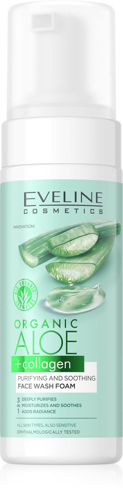 Eveline Organiczny Aloes + Kolagen Oczyszczająca Kojąca Pianka Do Mycia Twarzy 150ml