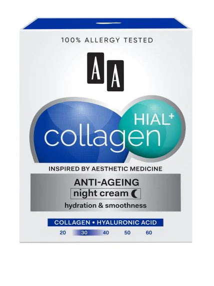 AA Collagen Hial+ 30+ Przeciwzmarszczkowy krem ​​na noc z kolagenem i kwasem hialuronowym 50ml