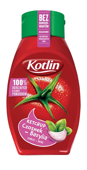 Kotlin Ketchup Basil-Garlic (Ketchup Czosnek Z Bazylia) 450g