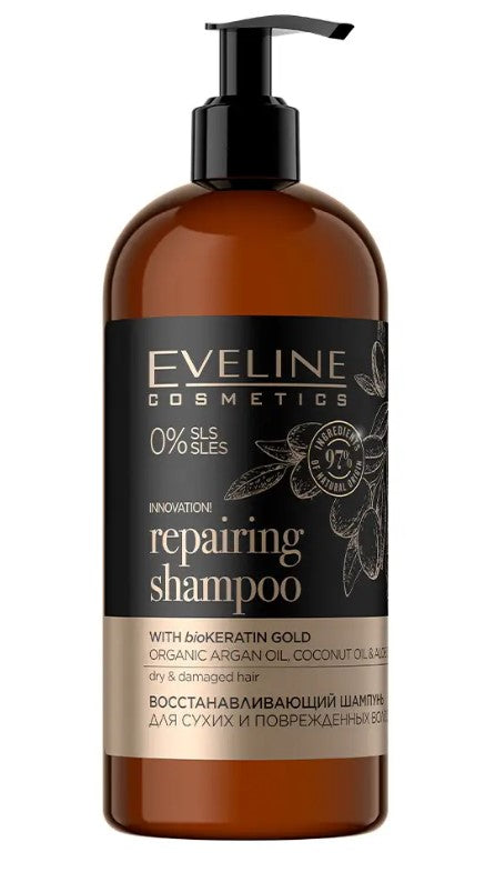 Eveline Organic Gold Szampon Naprawczy Do Włosów Suchych i Zniszczonych Olej Arganowy 500ml