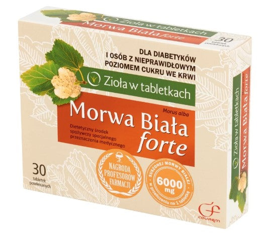 White Mulberry Forte, Morwa Biala Forte, tablets for people with abnormal blood sugar levels, 30 pcs.