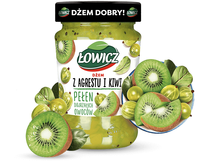 Lowicz Jam Gooseberry Kiwi (Agrest Kiwi) 280g