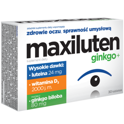 Maxiluten Ginkgo+ na zdrowe oczy i sprawność umysłową 30 tabletek