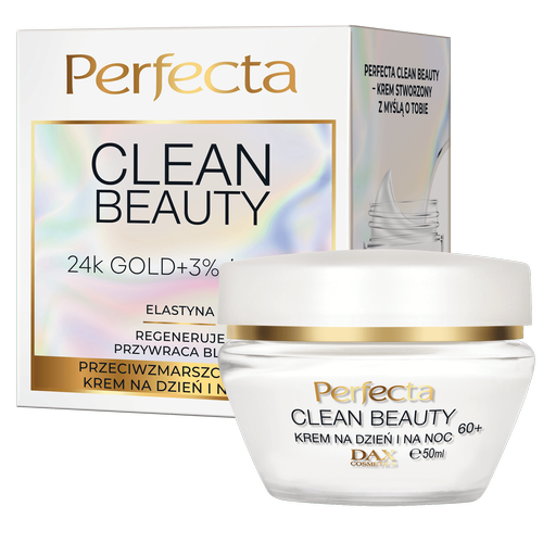 Perfecta Clean Beauty 60+ Krem Przeciwzmarszczkowy na Dzień/Noc 24k Złoto +3% bioHA 50ml