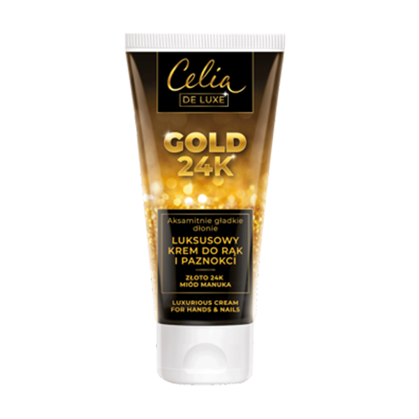 CELIA DELUXE GOLD 24K Krem do rąk i paznokci – 80 ml dla popękanej skóry dłoni z objawami suchości i odwodnienia, wymagającej intensywnego nawilżenia.