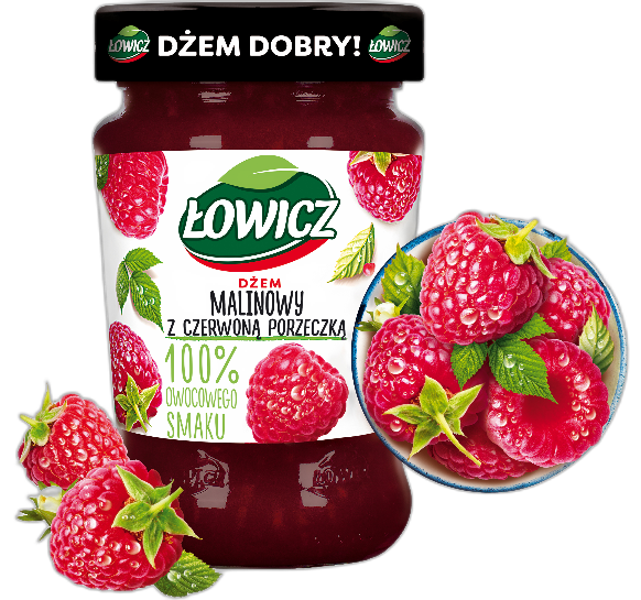 Lowicz Jam Raspberry - Redcurrant (Malina Z Czerwona Porzeczka) 280g