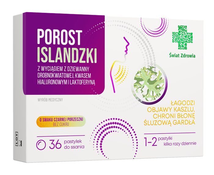 Islandzki Licheń Porost Islandzki Świat Zdrowia 36 pastylek do ssania