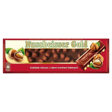 Załaduj obraz do przeglądarki galerii, Alpen Gold NUSSBEISSER GOLD Milk Chocolate with Whole Hazelnuts 220 g
