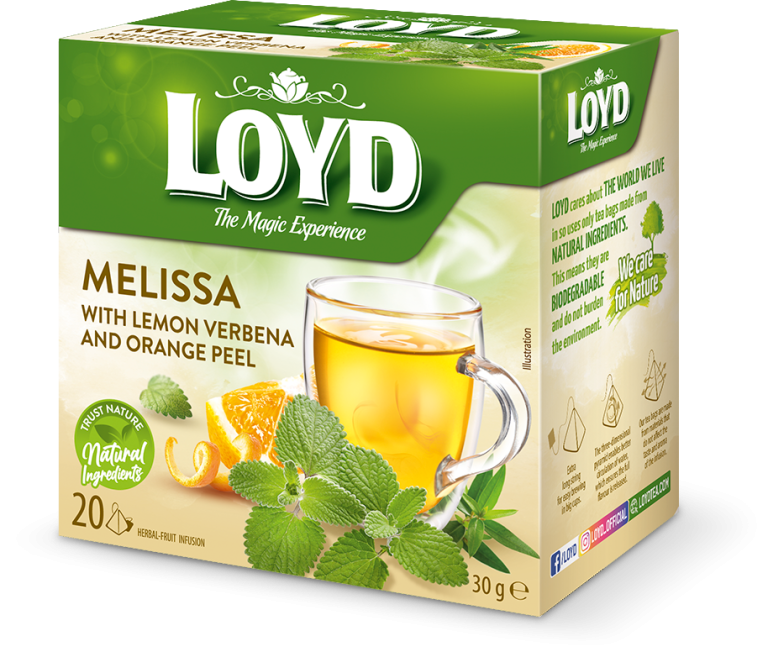 LOYD MELISSA&LEMON VERBENA&ORANGE PEEL Herbal&Fruit Infusions /  Pyramids 20 x 2g