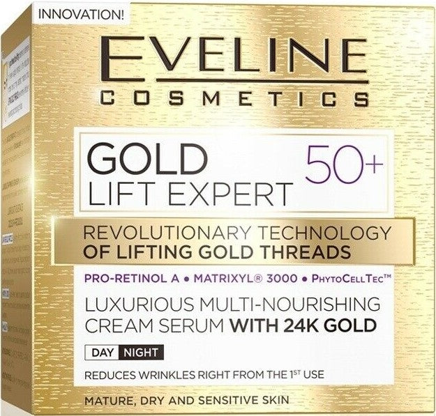 Eveline Cosmetics Gold Lift Expert 50+ Odżywczy Krem-Serum Przeciwzmarszczkowe 50ml