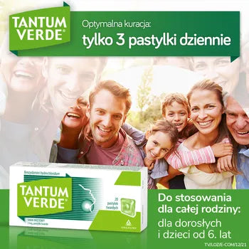 Tantum Verde Pastylki do ssania o smaku miętowym 20 pastylek