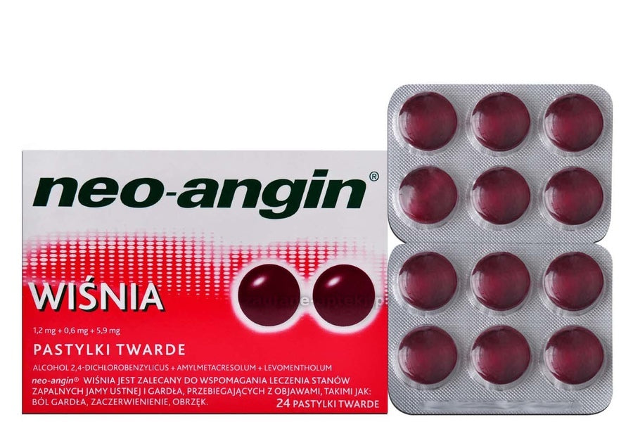 Neo-angin Sugar Free Throat Lozenges Cherry 24 pcs