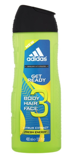 Adidas Get Ready Ciało Włosy Twarz Żel pod Prysznic Ekstrakt z Cytrusów Świeża Energia 400ml