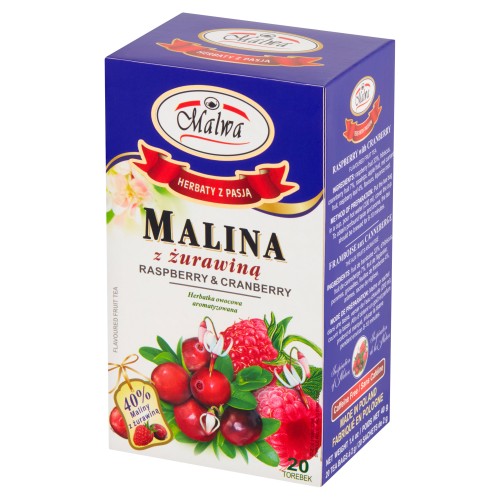 MALWA Herbata Ziołowa Malina & Żurawina 20 torebek