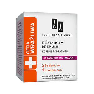 AA Sensitive Cream Bogaty krem ​​24H do skóry suchej i normalnej 50ml