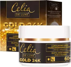 Celia De Luxe Gold 24 Luksusowy krem ​​przeciwzmarszczkowy 60+ 50ml Wzbogacony 24-karatowym złotem i drogocennym miodem. 