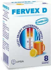 Fervex D for Immediate Treatment of Flu and Cold Symptoms Sugar Free 8 sachets