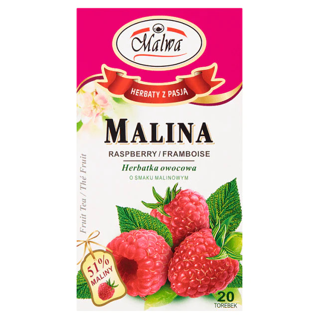 Malina Raspberry Tea MALWA Herbal Raspberry Fruit Tea 20 bags – Zdrowie & Uroda