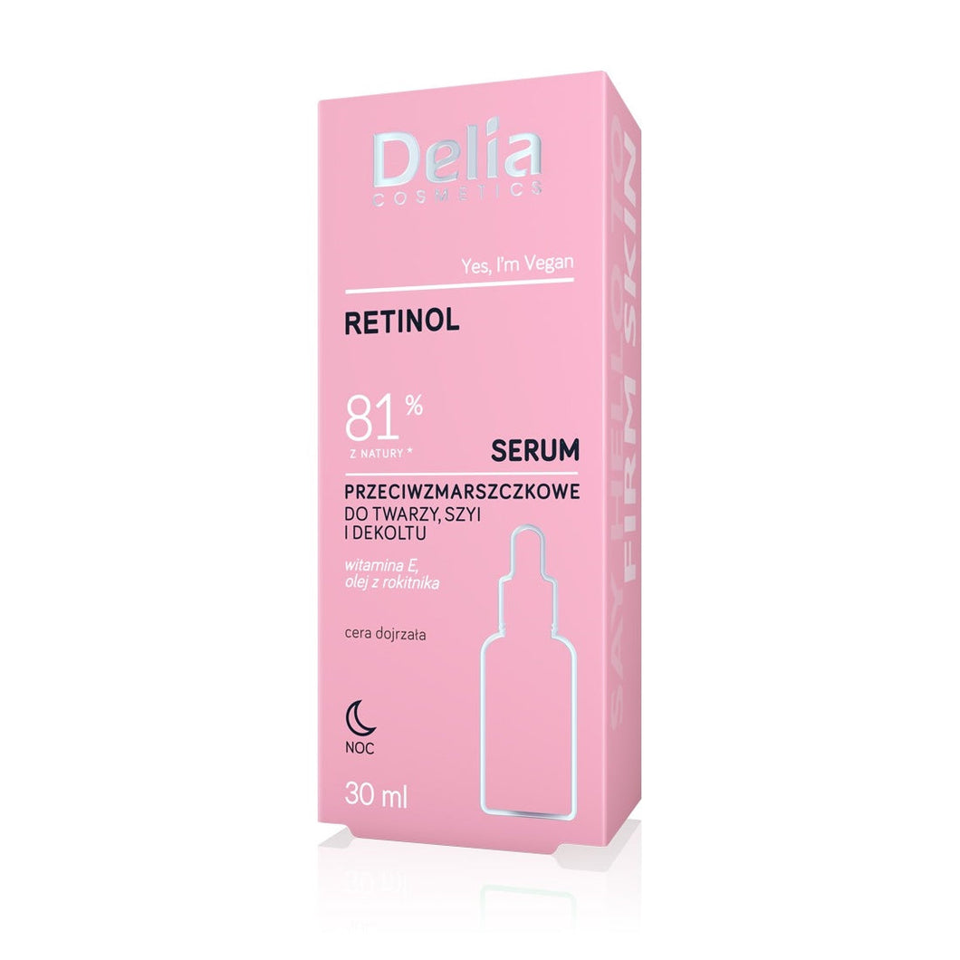 Delia Retinol Anti-Wrinkle Serum for Face Neck and Neckline Night 30ml