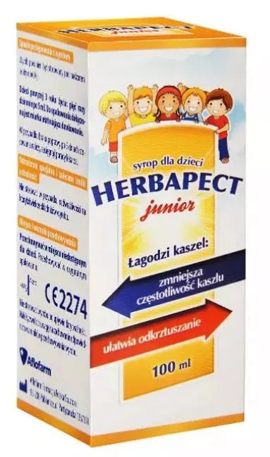 Herbapect Junior Syrop na kaszel o smaku malinowym 120g 