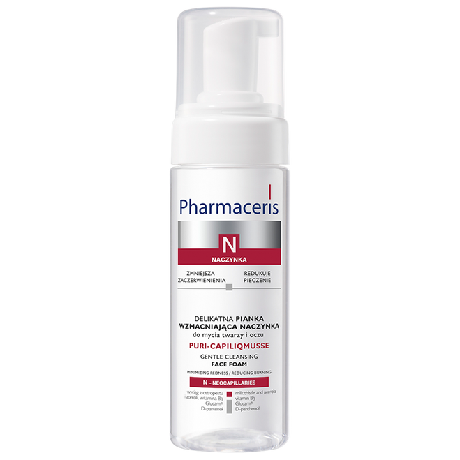 PHARMACERIS N PURI-CAPILIQMUSSE Gentle Capillaries Strengthening Cleansing Foam for Face and Eyes 150ml