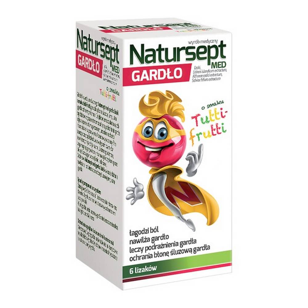 Naturesept Med Lollipops na ból gardła Tutti-frutti (6 lizaków) 48g