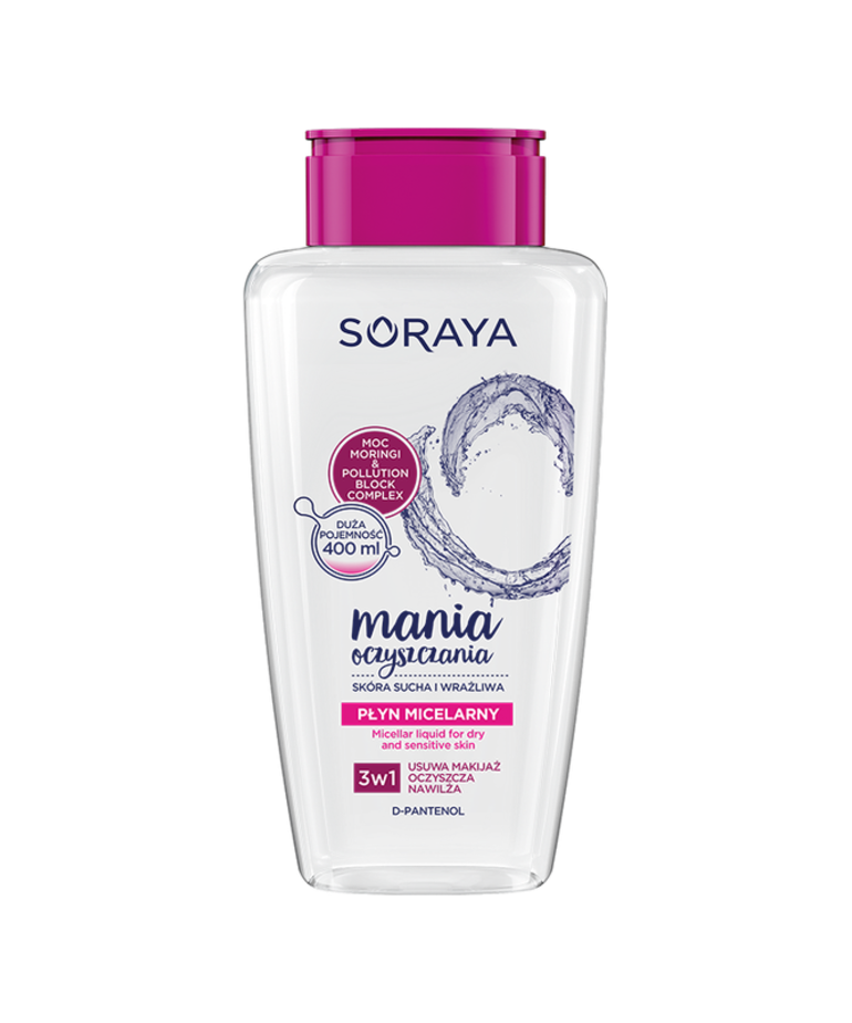 Soraya Cleansing Mania Płyn Micelarny Oczyszczający do Skóry Suchej i Wrażliwej 400ml