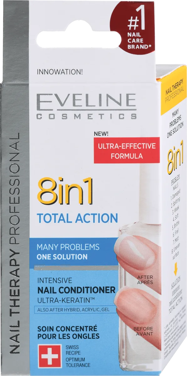 Eveline 8in1 Total Action Hypoallergenic Intensive Nail Conditioner 12ml