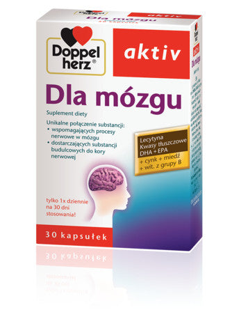 DOPPELHERZ AKTIV For the brain, Dla Mozgu - 30 capsules, Supports memory processes in the brain.