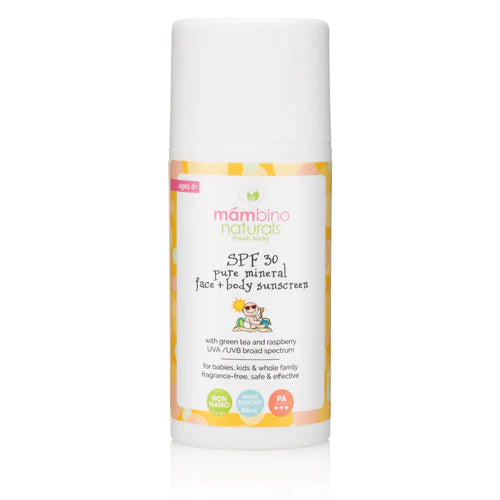 Mambino Organics Fresh Baby SPF 30 Pure Mineral Face + Body Sunscreen with Green Tea & Raspberry (100ml)