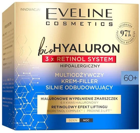 Eveline bioHYALURON 3xRetinol System 60+ Multi-nourishing Cream-Filler Strongly Rebuilding 50ml