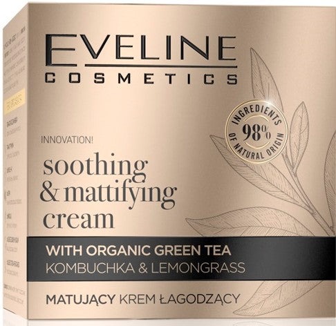 Eveline Organiczny łagodząco-matujący krem ​​do twarzy z zieloną herbatą 50 ml