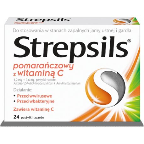 Strepsils Pomarańcza i Witamina C 24 pastylki do ssania