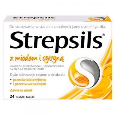 Strepsils Miód i Cytryna 24 pastylki do ssania