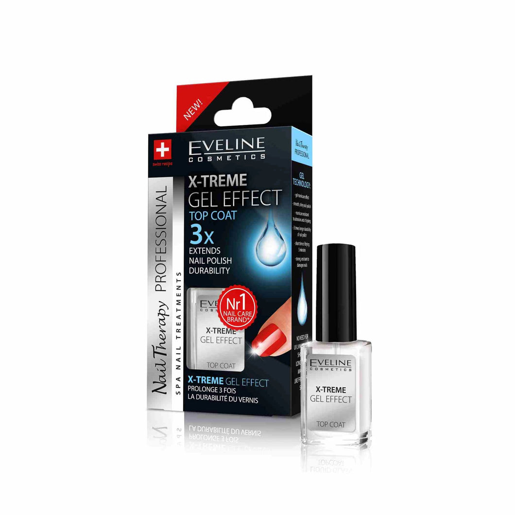 Eveline Nail Therapy X-treme Gel Effect Top Coat Nail Polish Hardene (12 ml)