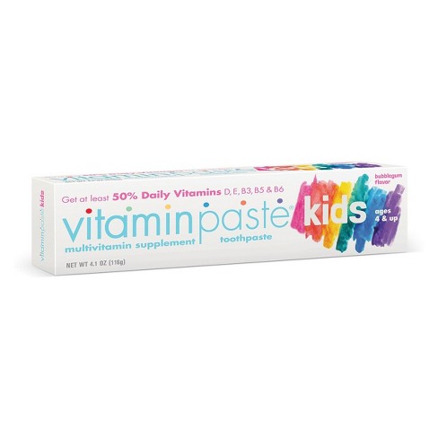 Vitamin Paste Kids Bubblegum Flavor Multivitamin Toothpaste 4.1 oz