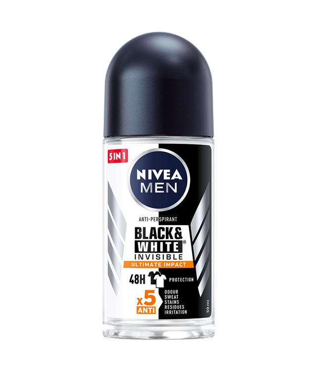 Nivea Men Black & White Invisible Ultimate Impact 48h Anti-Perspirant Roll-On 50ml